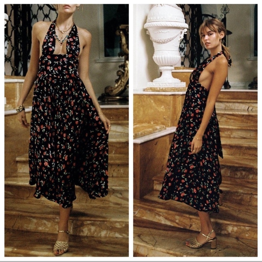 Vanessa Mooney Red Rose Venus Overall Midi Dress New with Tags!
